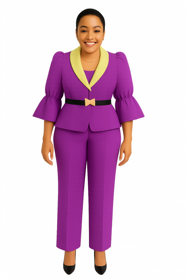 Elegant Peplum Pantsuit with Statement Collar and Belt Detail
