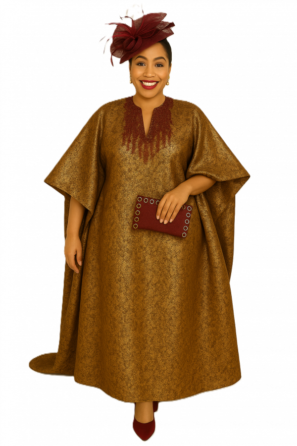 Bronze Kaftan Gown: One Size Fit (L to XXL) |