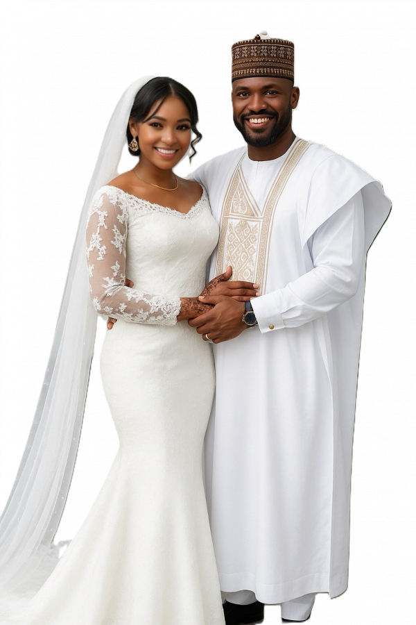 Senegalese Couples Fashion- White Elegance