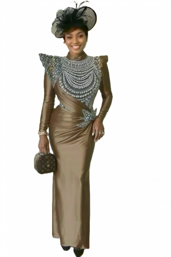 Elegant Gold & Silver Embellished Gown