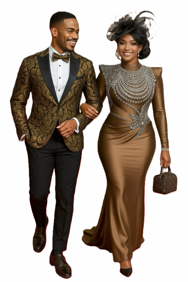 Luxury Couple Ensemble: Golden Majesty