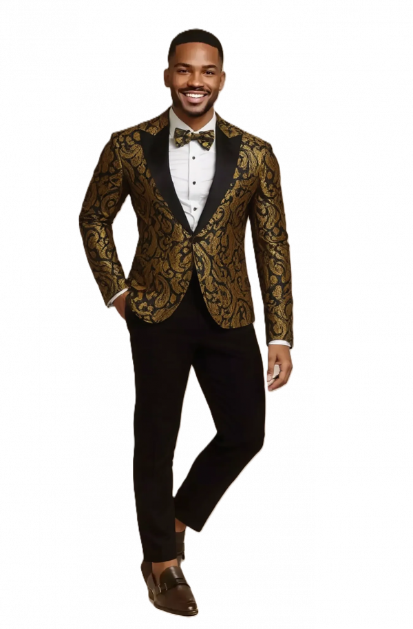 Golden Brocade Tuxedo Set